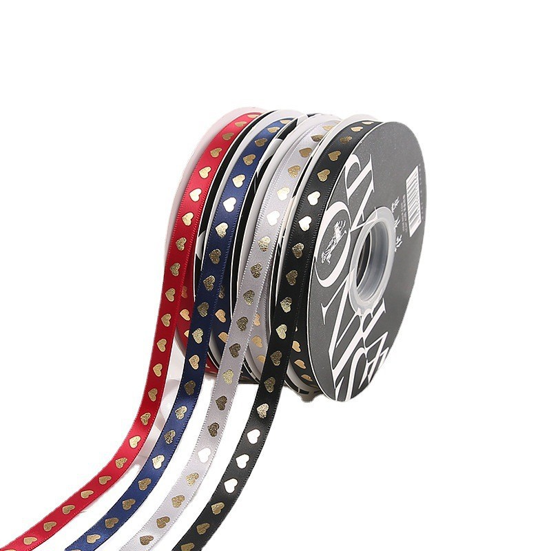 Cinta de embalaje de flores de San Valentín al por mayor en forma de corazón correa de regalo de oro arco ramo embalaje cinta de amor