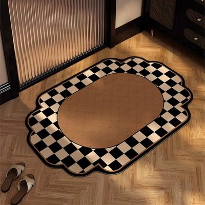 Floor Mat Bathroom Toilet | Ayaqaltılar (Kovriklər) - 4060cm-water-absorbs-water-instantly-and-dries-immediately-after-your-feet-classical-grid-line-diatom-mud-special-shaped-floor-mat