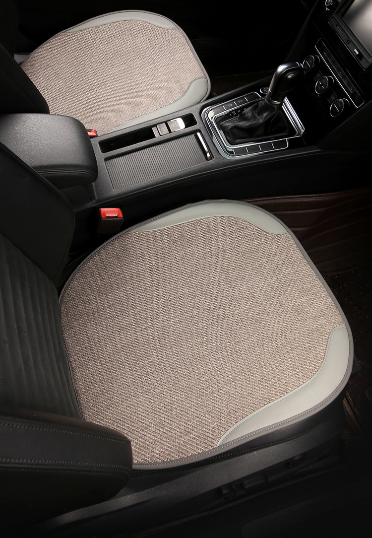 Car Seat Cushion, Universal for All Seasons, Three-Piece Set, Single-Piece Seat Cushion, Cotton and Linen, Breathable, Non-Slip, Wear-Resistant, Car Seat Cushion