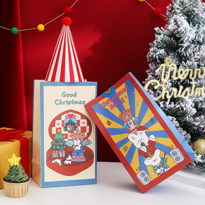 Bolsa de regalo de dibujos animados de Navidad vintage creativo galleta bolsa de manzana bolsa de embalaje de caramelo regalo de Navidad bolsa de papel Kraft