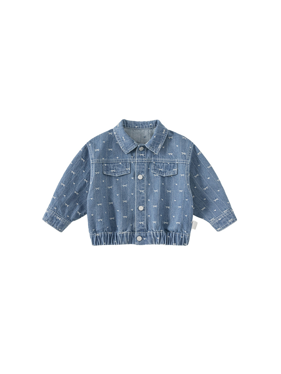Ropa Infantil Youbao, Nueva Colección Primavera 2026, Chaqueta Vaquera para Niñas con Cuello Camisero, Abrigo Vaquero con Lazo Estilo Coreano