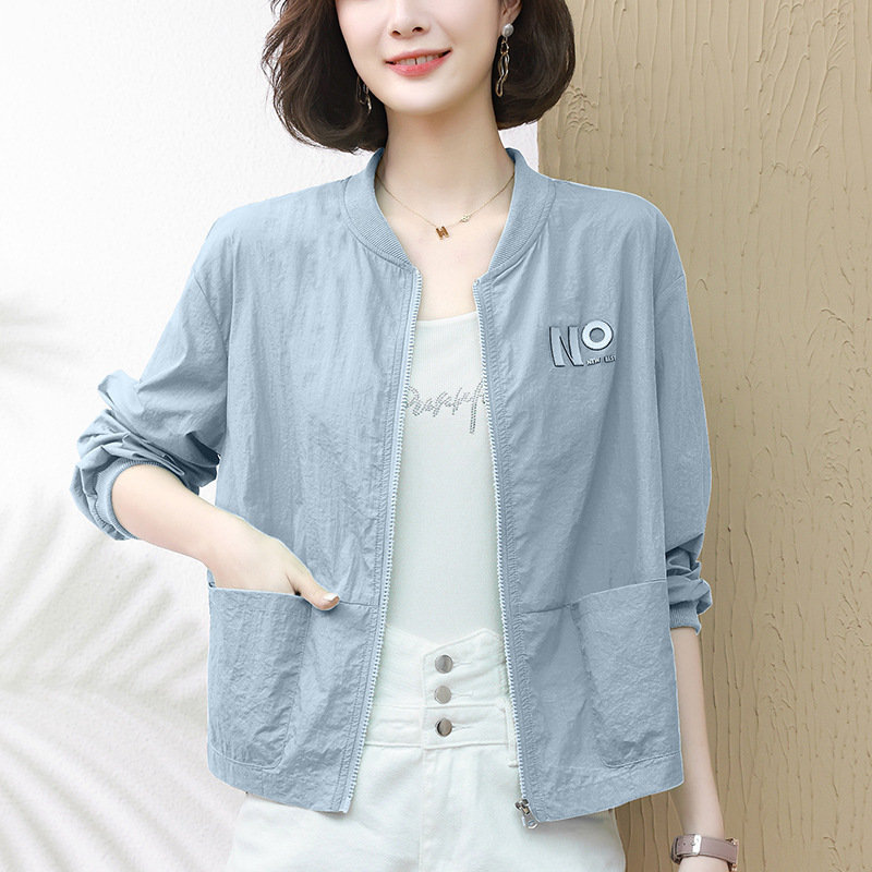 Casual Lightweight Sunscreen Clothing Women's Short Long-sleeved Baseball Suit 2024 Summer New Loose Western Style Sunscreen Coat