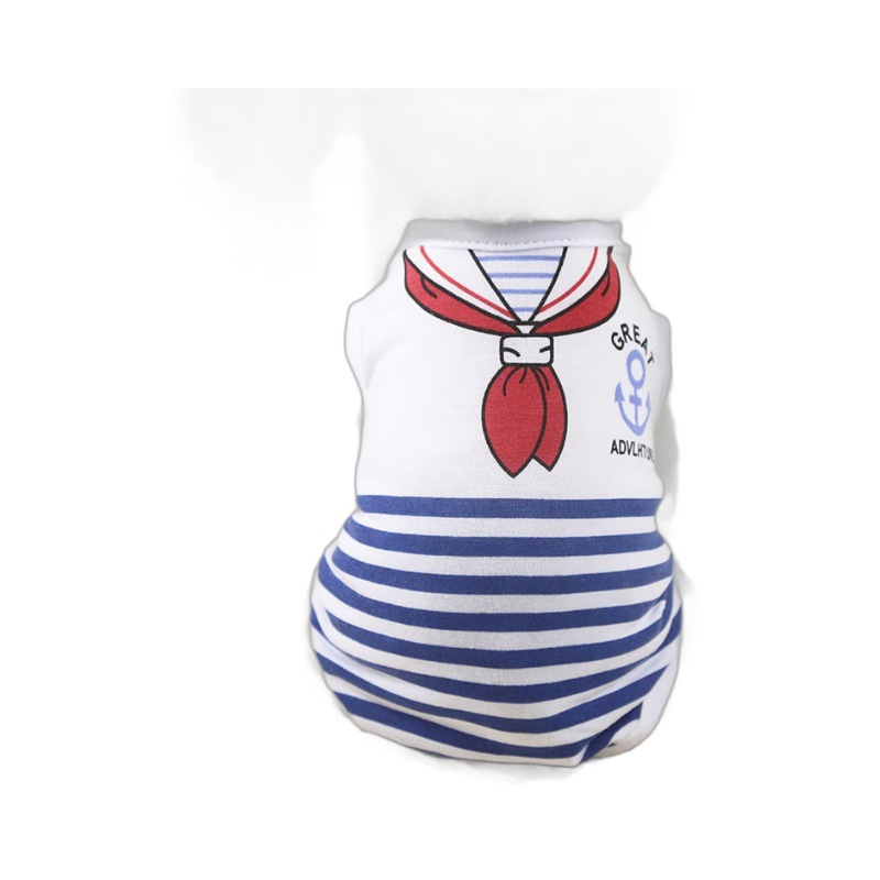 Pet Clothes Navy Striped Vests for Dogs And Cats Teddy French Bulldog Dog Clothing Cat Apparel Wholesale Factory_voghion.com