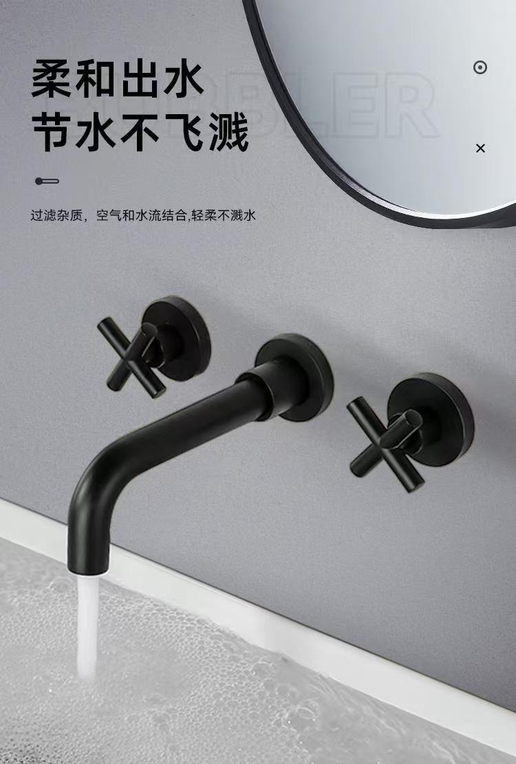 Cross-border all-copper double-handle concealed washbasin, hot and cold water faucet, hotel apartment, homestay, built-in wall-mounted faucet undefined