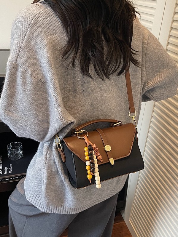 韩版新款高级感包包女休闲时尚单肩斜挎包撞色百搭通勤手提包小众|undefined