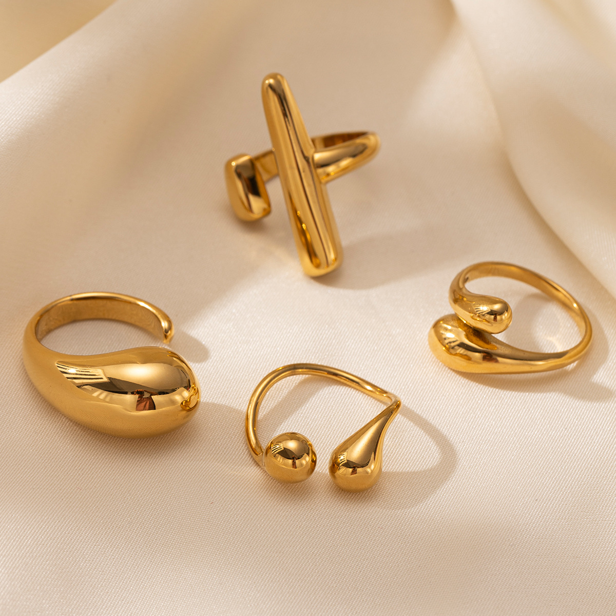 Anillo abierto de acero de titanio de la mujer no decolor galvanizado de oro 18k anillo de acero inoxidable transfronterizo joyas de mano