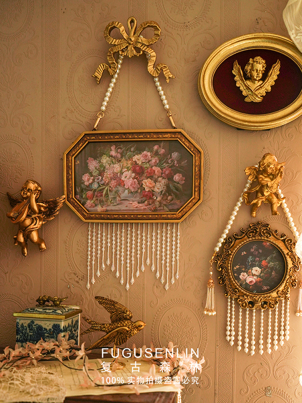 Retro Forest Golden Resin European-Style Angel Relief Picture Frame Home Decor Wall Art Photo Wall
