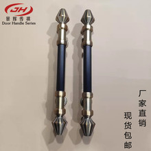 欧式仿古酒店大门拉手古铜色玻璃门把手黑色加厚不锈钢木门拉手