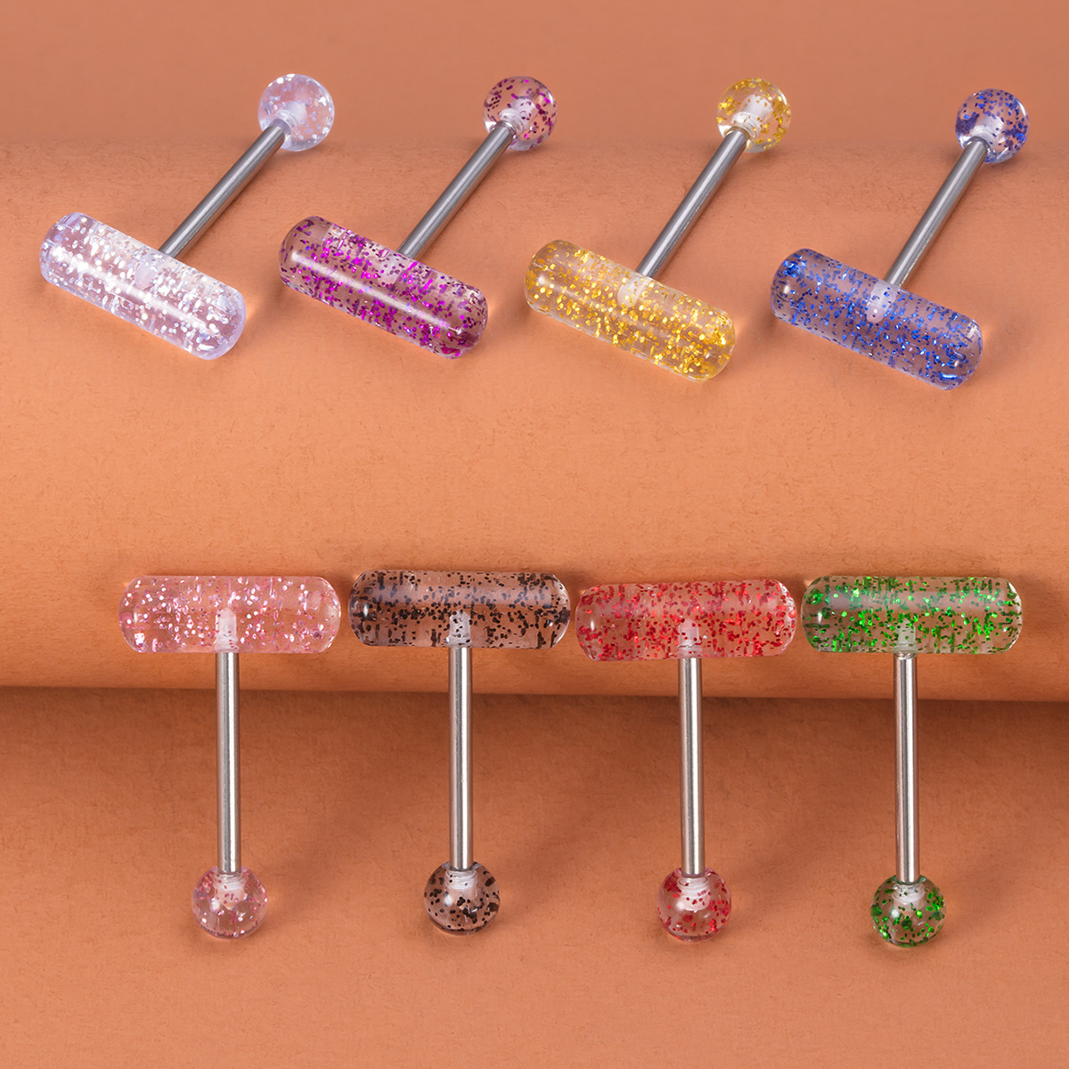 Acrylic physiological tongue piercing stainless steel
