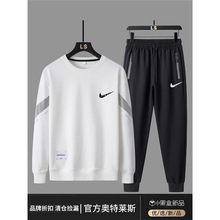 一件代发 品牌春秋季新款运动套装男圆领休闲卫衣宽松百搭两件套