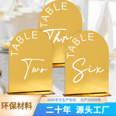 アクリル金鏡番号札アクリル結婚式パーティーデスクトップカード金色アクリルデジタル札カスタム