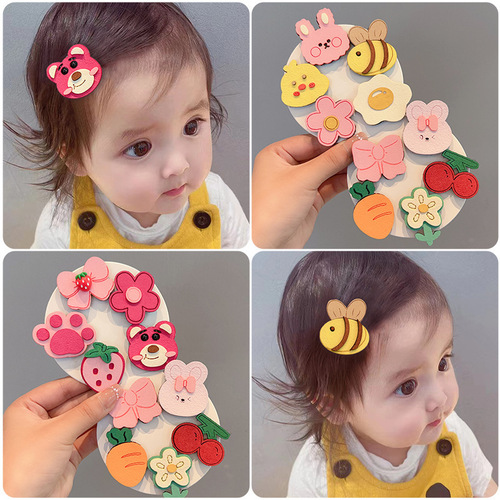 Girls Cartoon Forehead Bangs Sticker Cute Children's Broken Hair Artifact Baby Velcro Sticker Baby Fetal Hair Clip Headgear