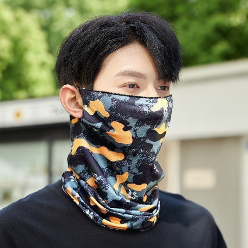 Ice Silk Breathable Mesh Ear Hanging Mask Summer Sun Protection Cycling Sports Outdoor Headscarf Men's and Women's Headgear Scarf