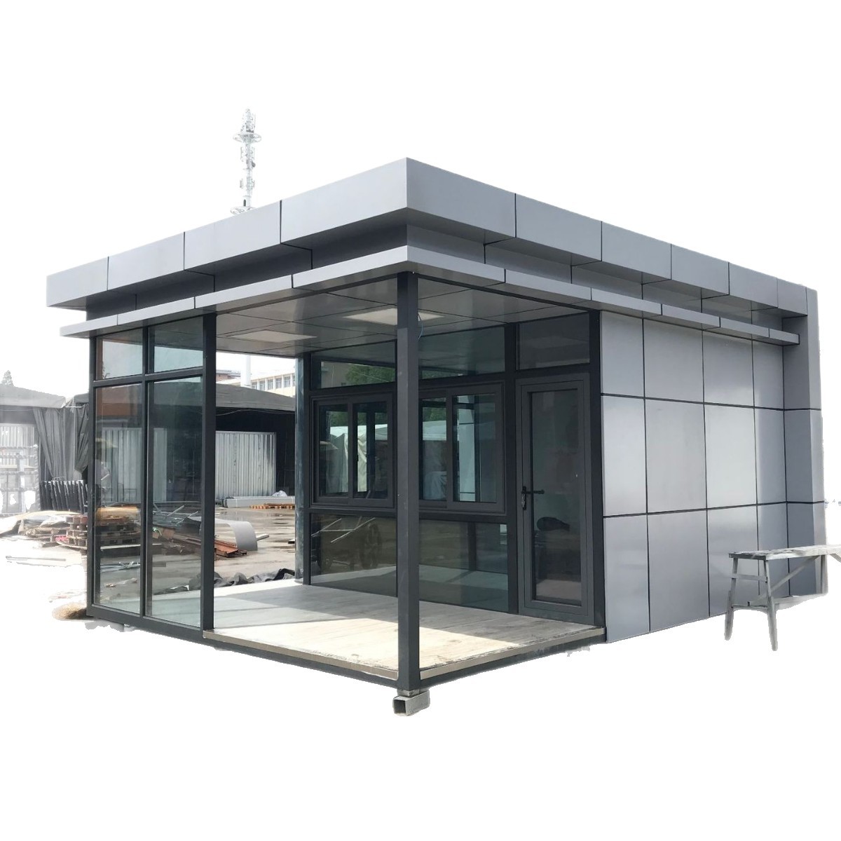 Sala de servicio de seguridad móvil simple, nueva sala de servicio de guardia china, barraca de guardia de seguridad de la comunidad, pintura de piedra real