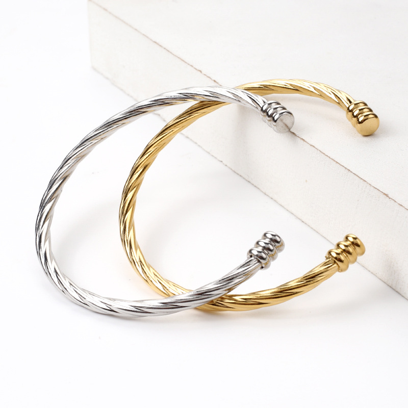 Fashion Geometric Titanium Steel Plating Bangle