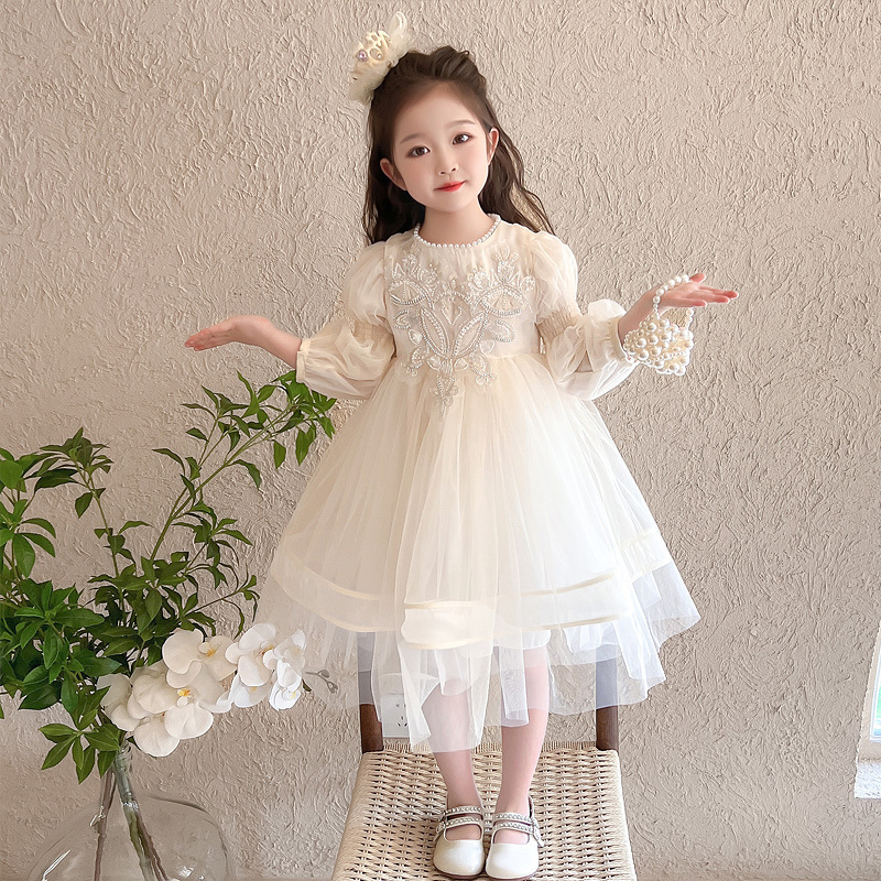 女童公主裙春秋2025新款儿童洋气生日礼服花童秋装女孩长袖连衣裙|undefined