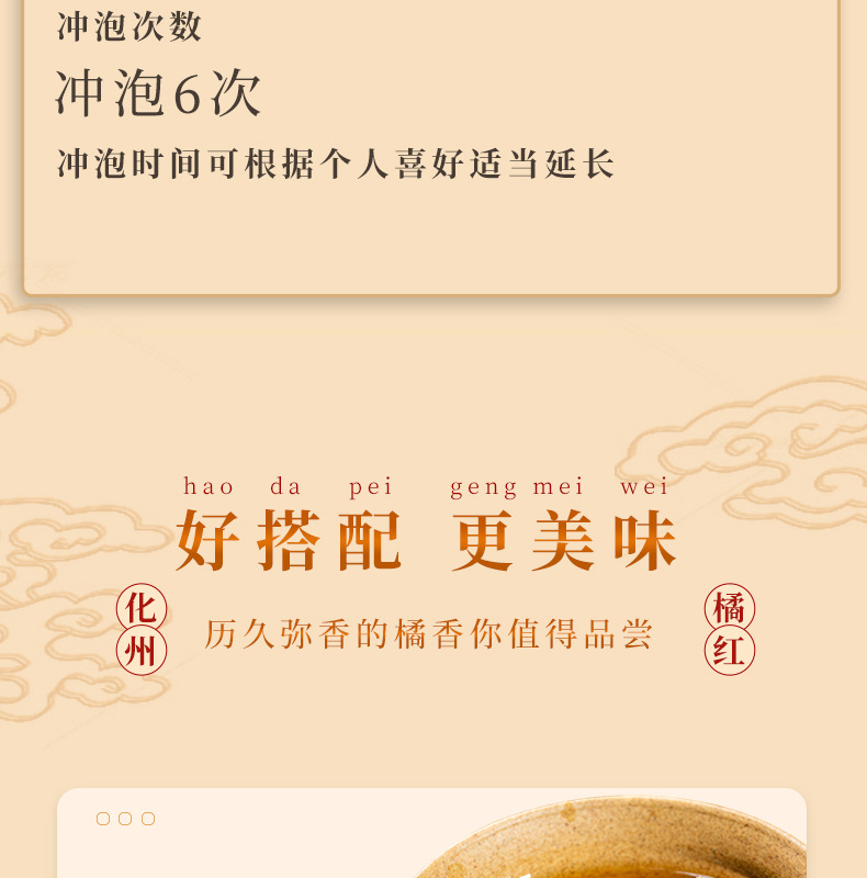 Huazhou Tangerine Peel Slices Hua Ju Hong 125g Aged Whole Fruit Slices Traditional Herbal Tea details