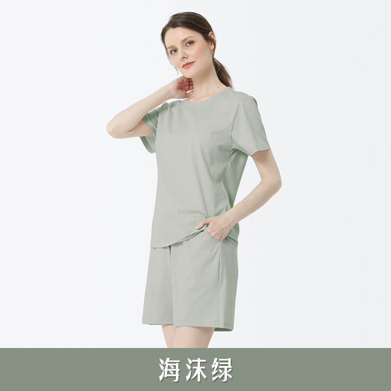 Luz de lujo piel algodón mercerizado las mujeres del verano pijamas traje antibacteriano sensación fresca delgada casual Home wear