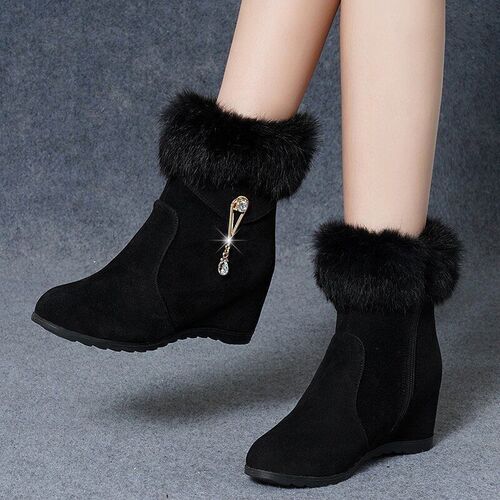 Women's Soft Fur Insole Snow Boots, Autumn/Winter Fur-Insole Short Boots with Warm Fleece, Heated Cotton Shoes for Wholesale