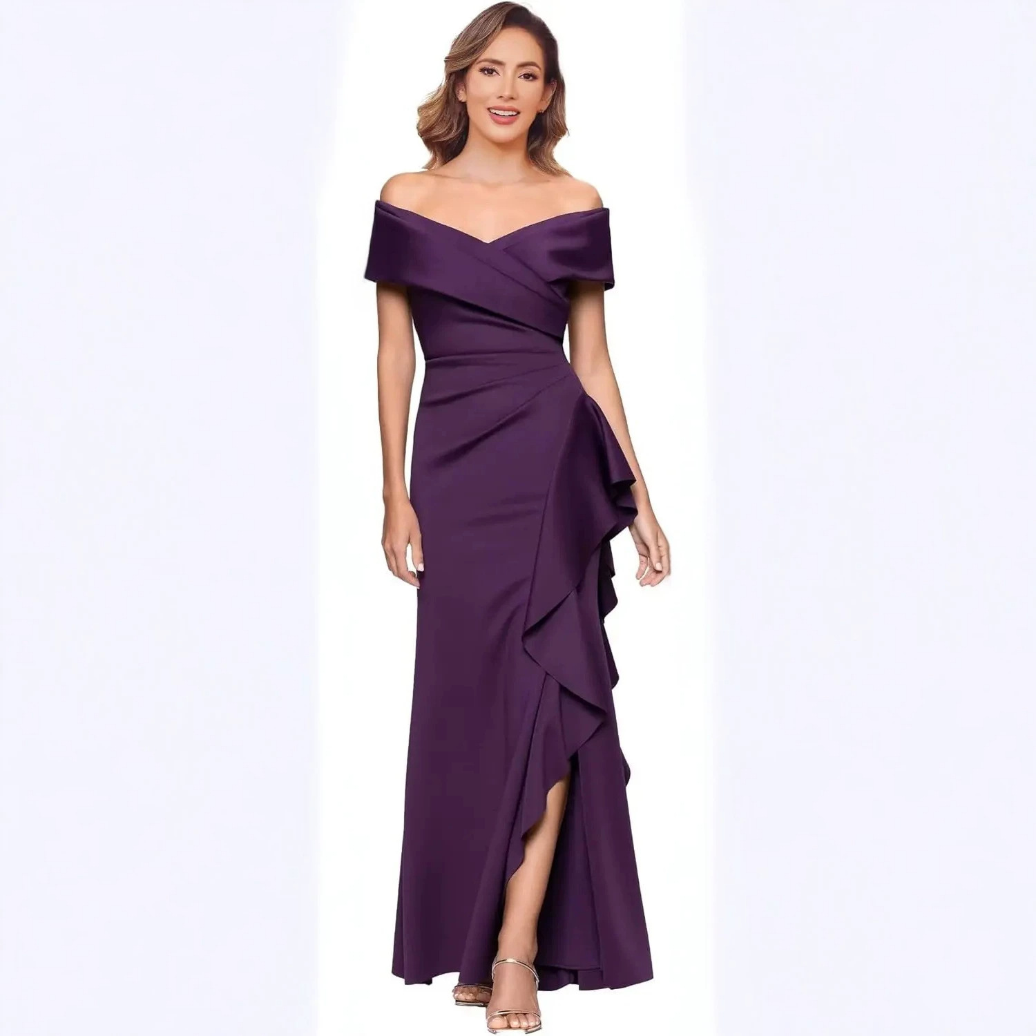 European and American Cross-Border Evening Dresses 2026 New Style Off-Shoulder Irregular Evening Gown Elegant Evening Dress Performance Outfit