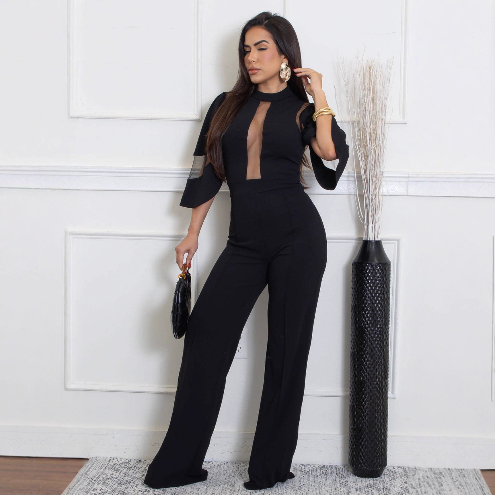 Chic Women's One Shoulder Ruffle Jumpsuit High Waist Loose Fit Fashionable Romper_ecoleips.com