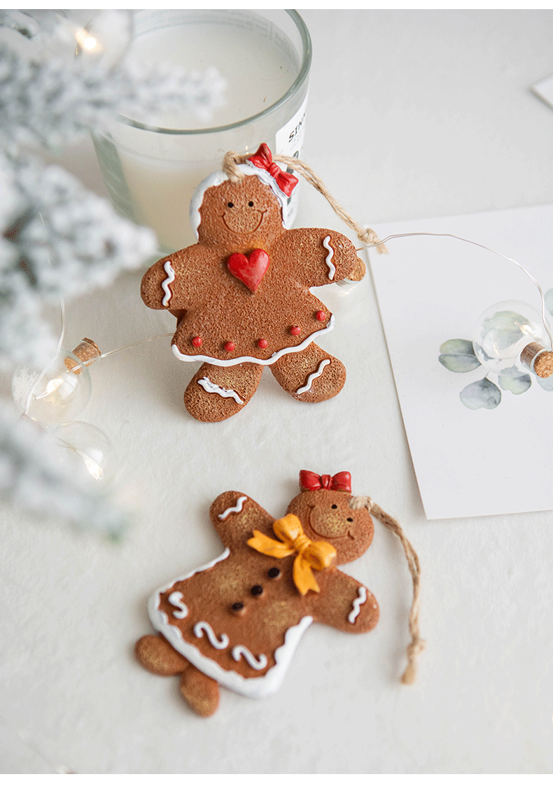 Resin Material Christmas Cute Gingerbread Resin Party Hanging Ornaments