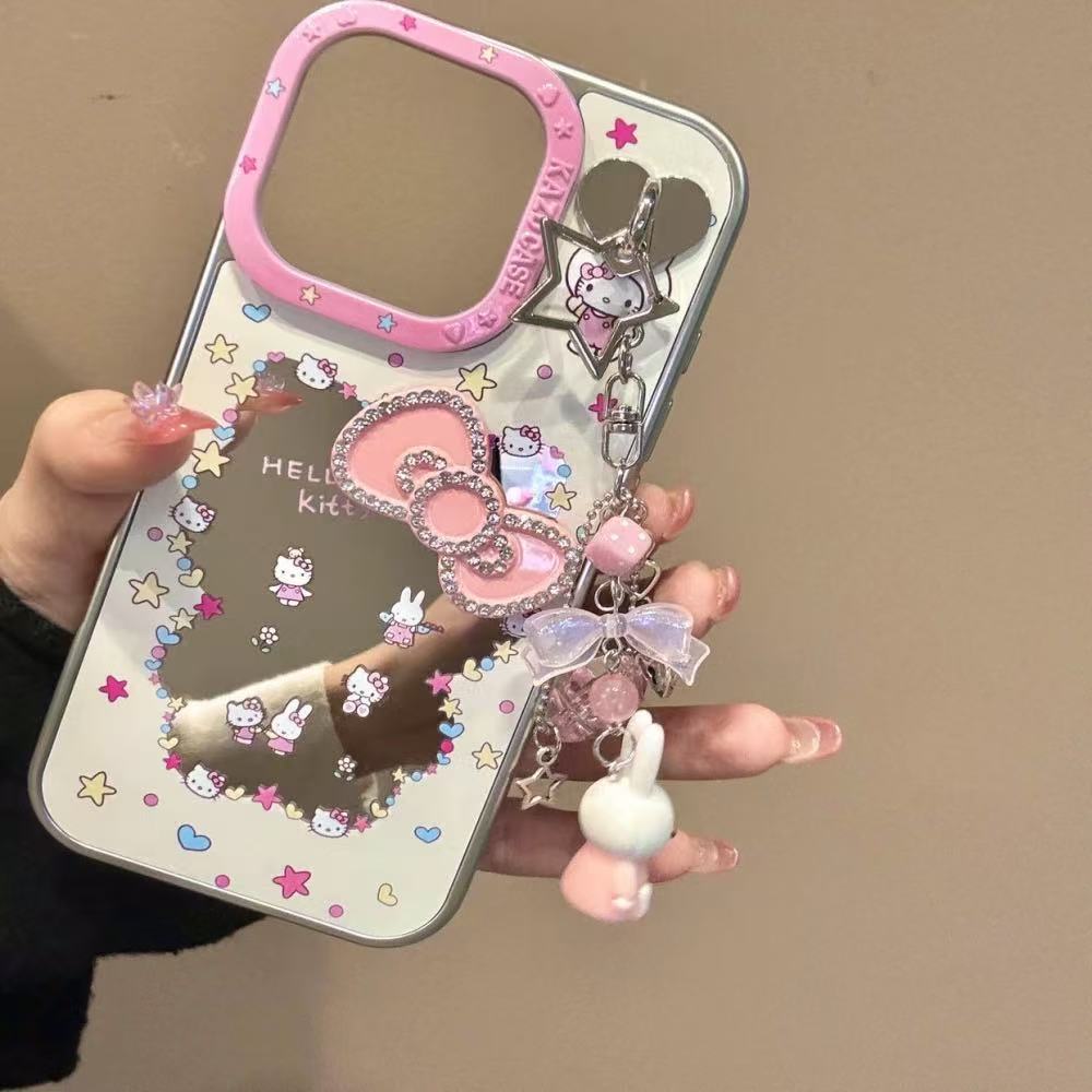 Sweet Cool Girl ins Mirror Bunny Adecuado para 16ProMax Colgante iphone14/13 Funda para teléfono móvil Apple 15 Nuevo