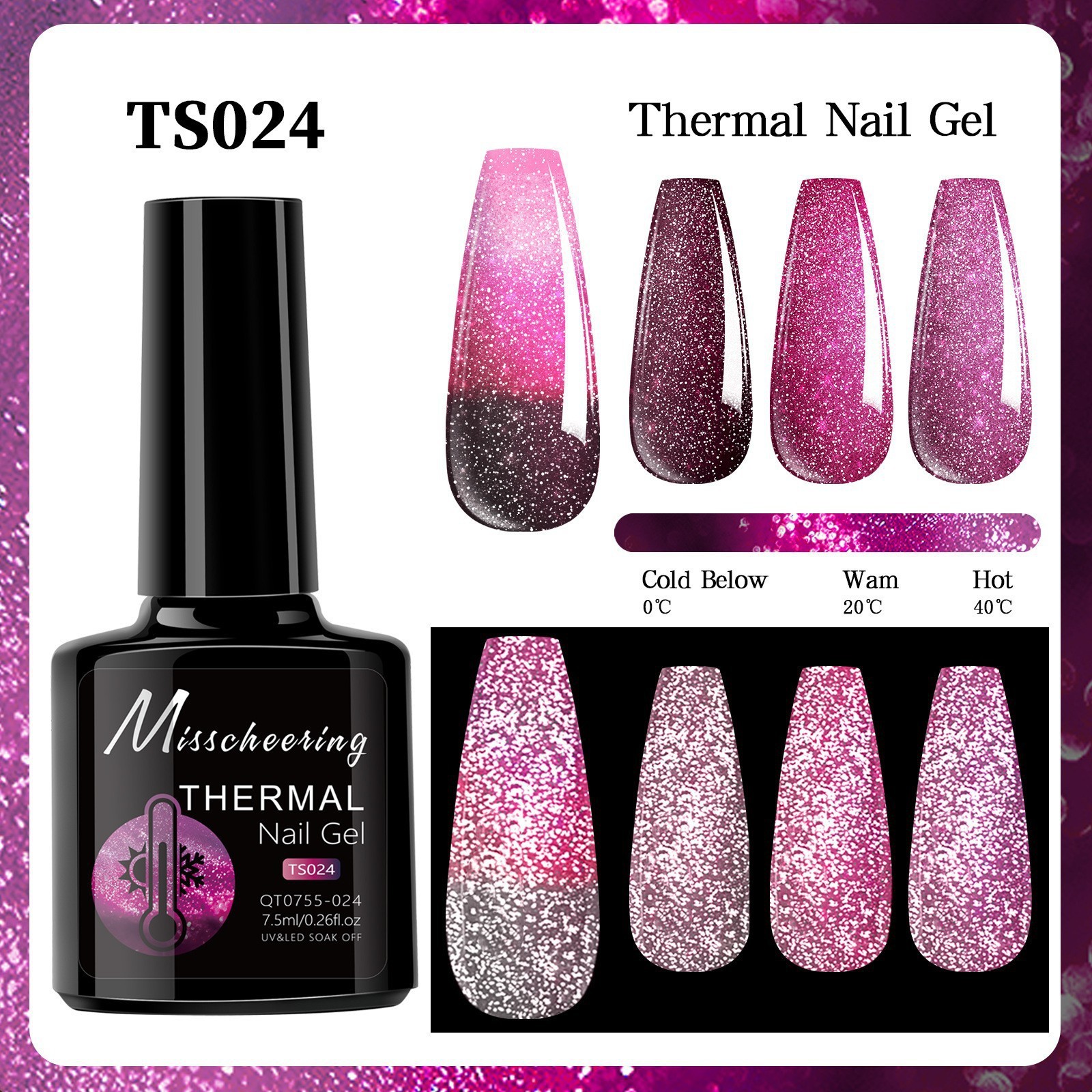 Gel para Uñas Térmico con Diamantes Alta Reproducción Cromática para Manicura image 23