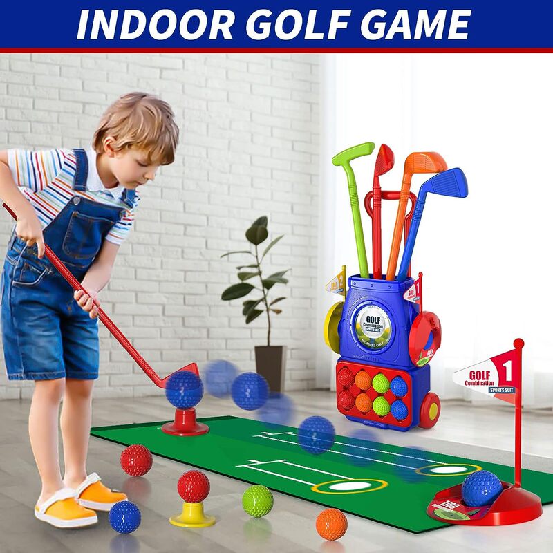 Cross-border new children's indoor outdoor portable assembly storage Sports golf suit toys