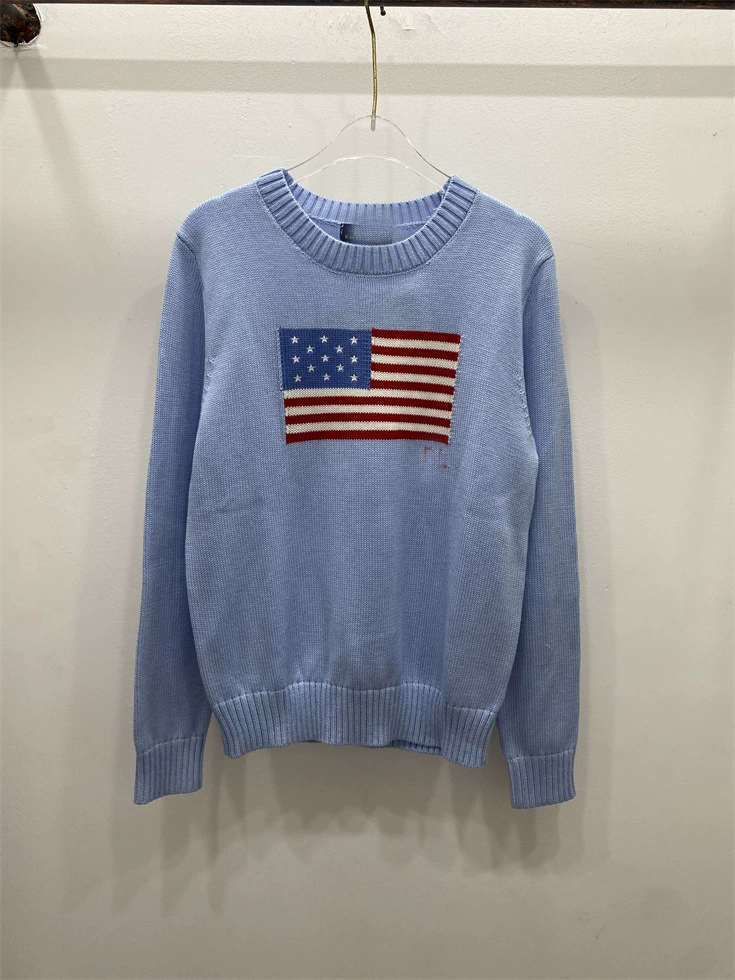 Демисезонный вязаный свитер USA, с вышивкой, корейский стиль, plus size