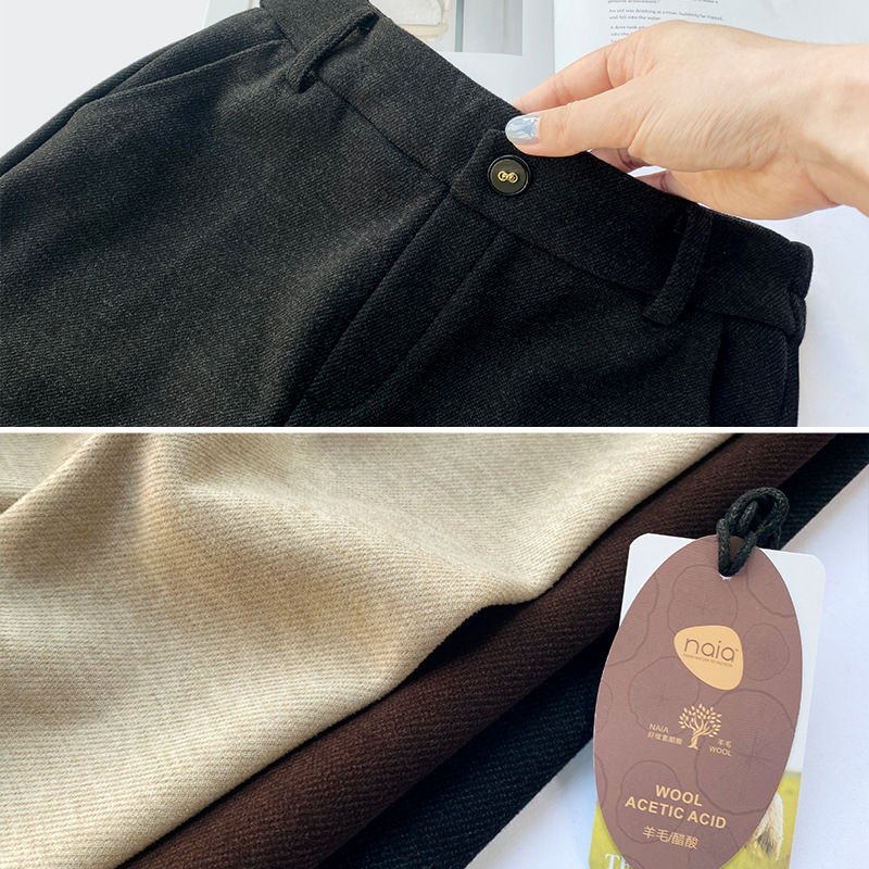 모직 바지 여성 9 점 가을과 겨울 고급 양모 아세트산 두꺼운 전문 바지 작은 연기 튜브에 대한 유행