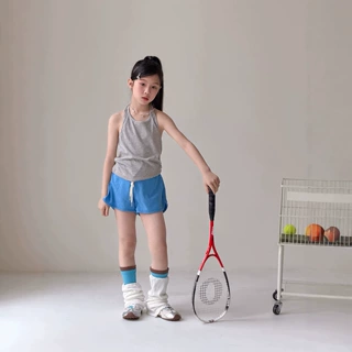 末小蒙童背心2026夏季女童韩版运动露背宽松背心儿童休闲系带短裤
