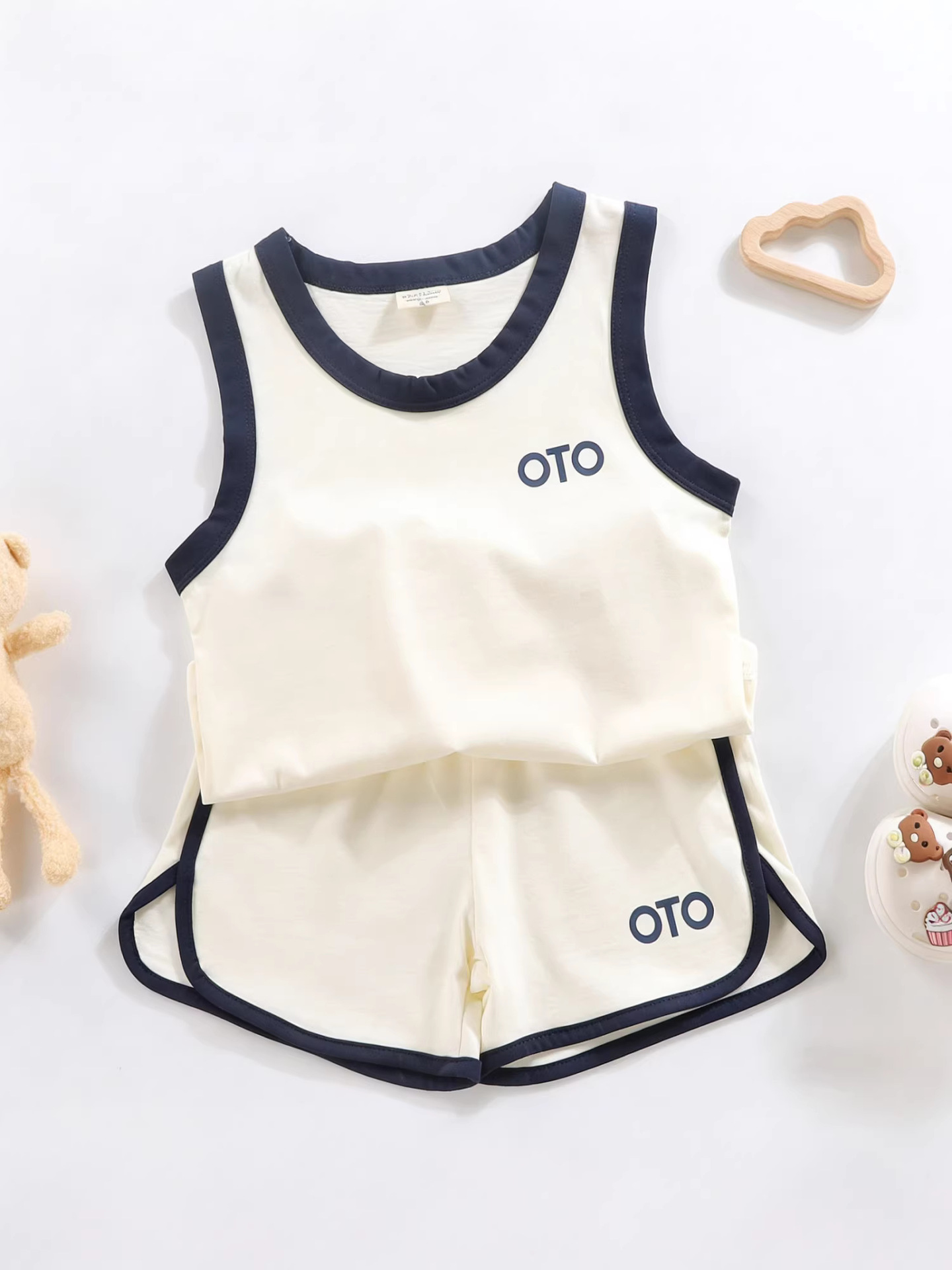 2025 juego de chaleco para niños verano nuevo pantalones cortos para niños y niñas bebés deportivos casuales de dos piezas marca de moda de estilo extranjero