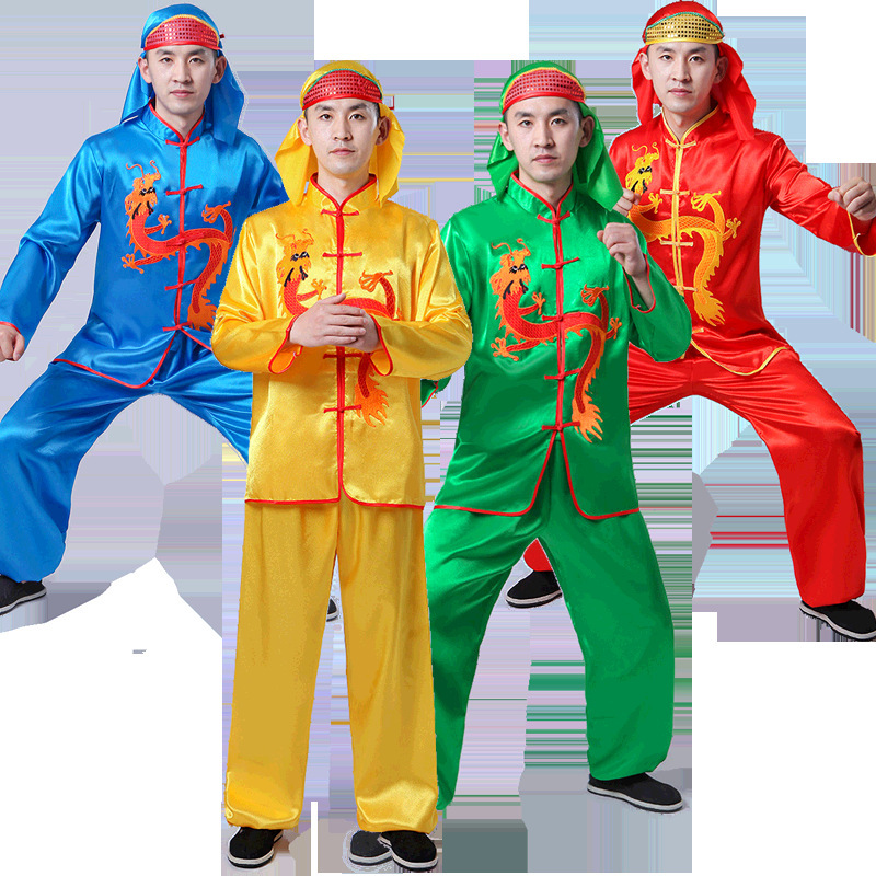 Square dance clothing, men's yangko clothing, ethnic dance clothing, gong and drum performance clothing, dragon dance team festival performance clothing, dragon clothing