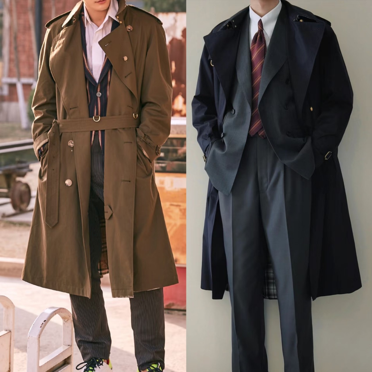 深圳南油高版本外贸BBR威斯敏斯特版型长款风衣格纹格子大衣外套