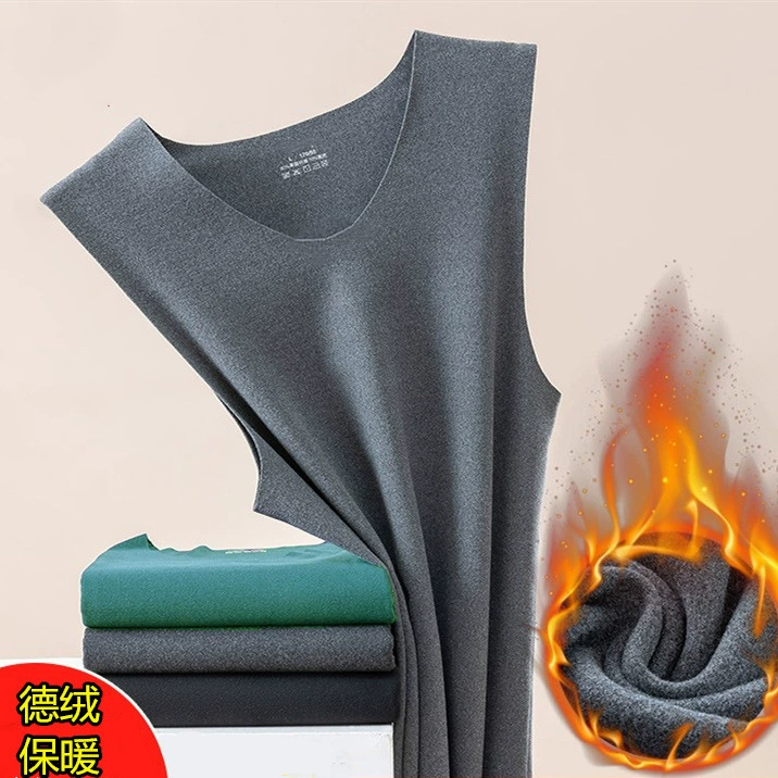 Бархатный жилет на флисовой подкладке Теплая внутренняя одежда с постоянной температурой Базовая рубашка Бесшовные Зимние виды спорта Домашняя Пижама для отдыха