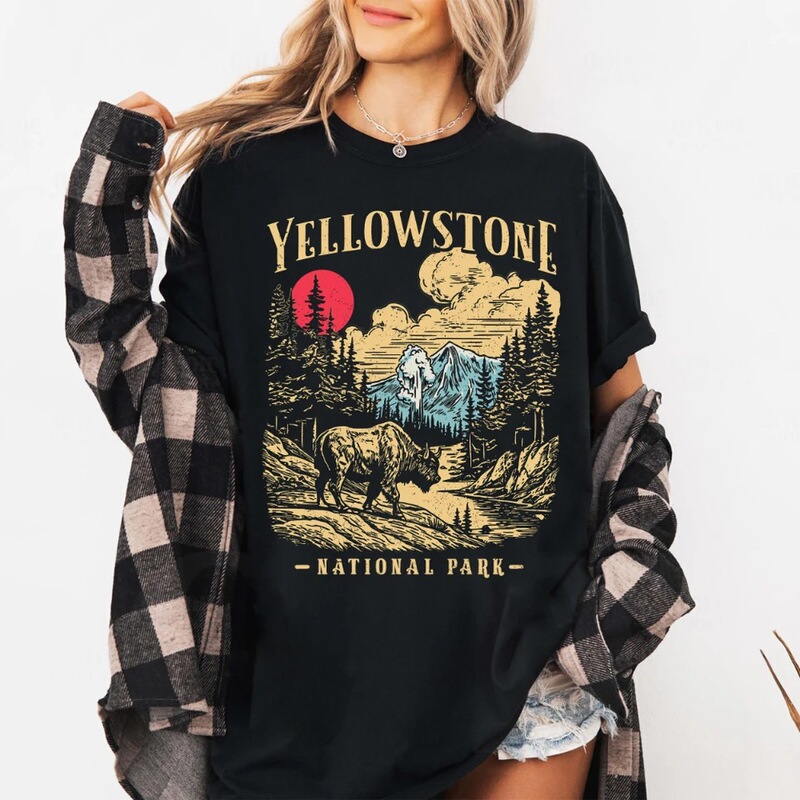 Vintage Yellowstone Park T-Shirt Retro American Park Graphic T-Shirt Clothing Short-Sleeved Shirt for Men and Women All Seasons Vintage Yellowstone Park T-Shirt Retro American Park Graphic T-Shirt Clothing Short-Sleeved Shirt for Men and Women All Seasons