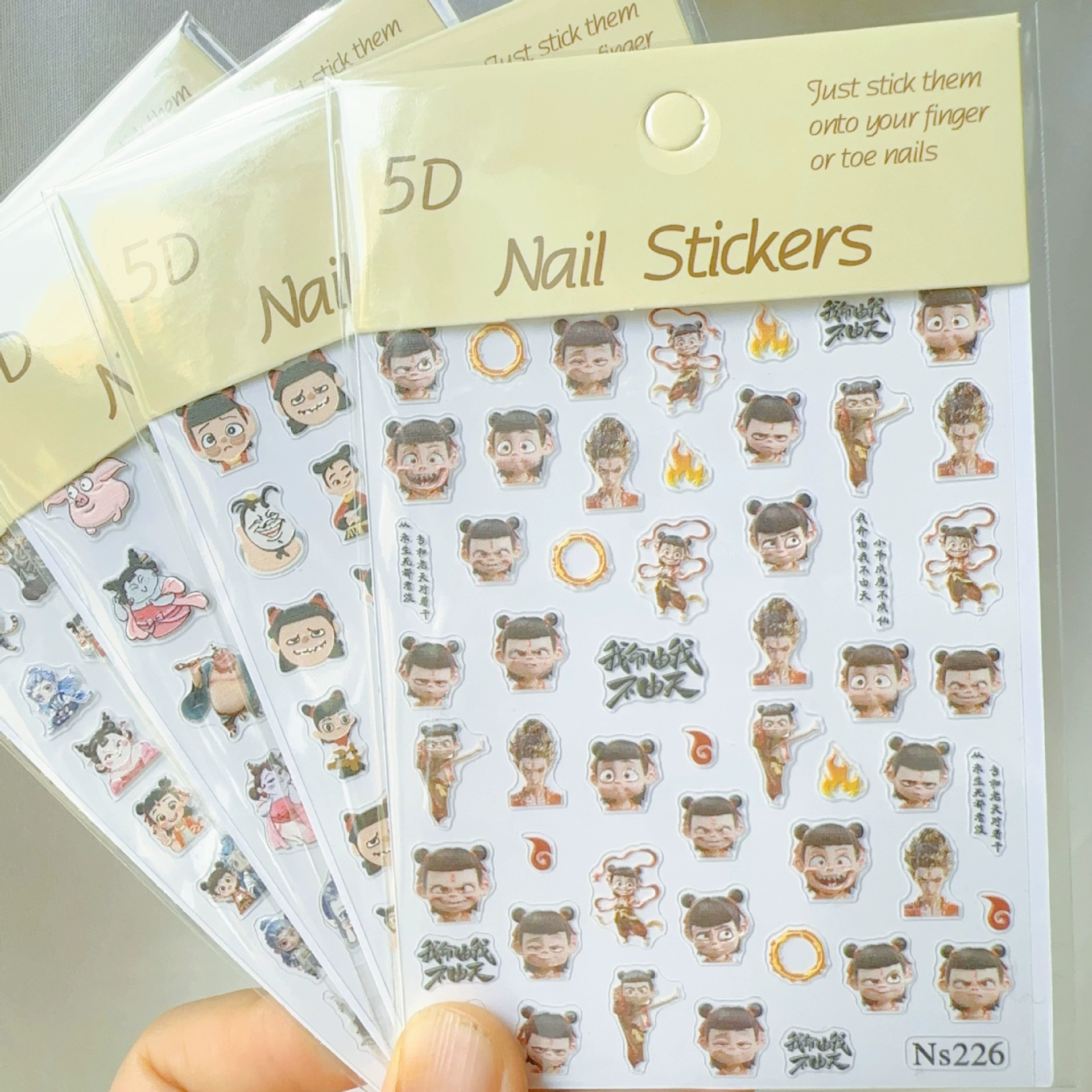 Новая серия NS: 5D-дизайн ногтей с тиснением «Нежа: Волшебный ребенок моря», трехмерные украшения для ногтей в китайском стиле, наклейки для ногтей в стиле китайских комиксов.