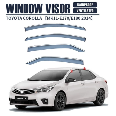 Rain shield — Blocks COROLLA Window visor - standard-packing-without-logo-corolla-corolla-mk11-e170e180-2014-2018-pc-silver-bright-strip-rain-shield
