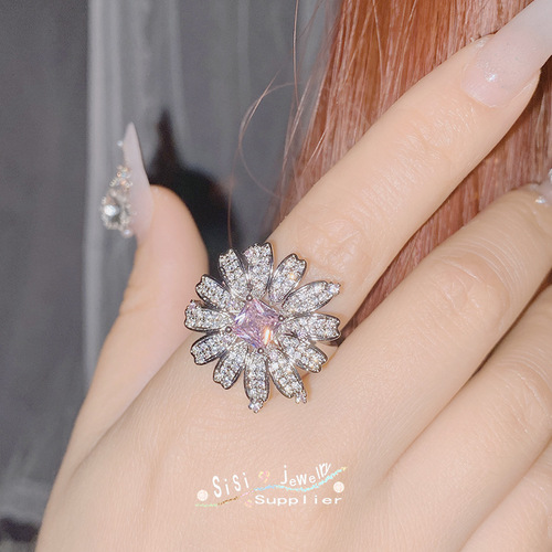 SIsi flower girl new fashion elegant pink daisy set gold-plated sunflower temperament earrings necklace