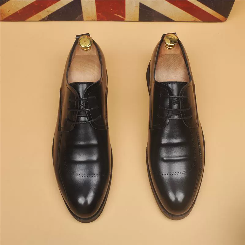 Летняя дышащая однослойная кожаная удобная деловая повседневная мужская кожаная обувь