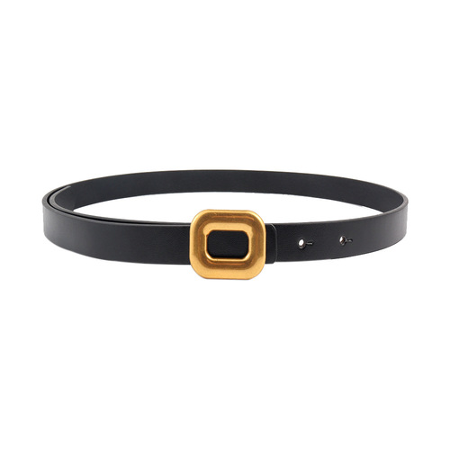 Summer new thin bronze square buckle belt for women PU decorative belt versatile slim waist fashionable