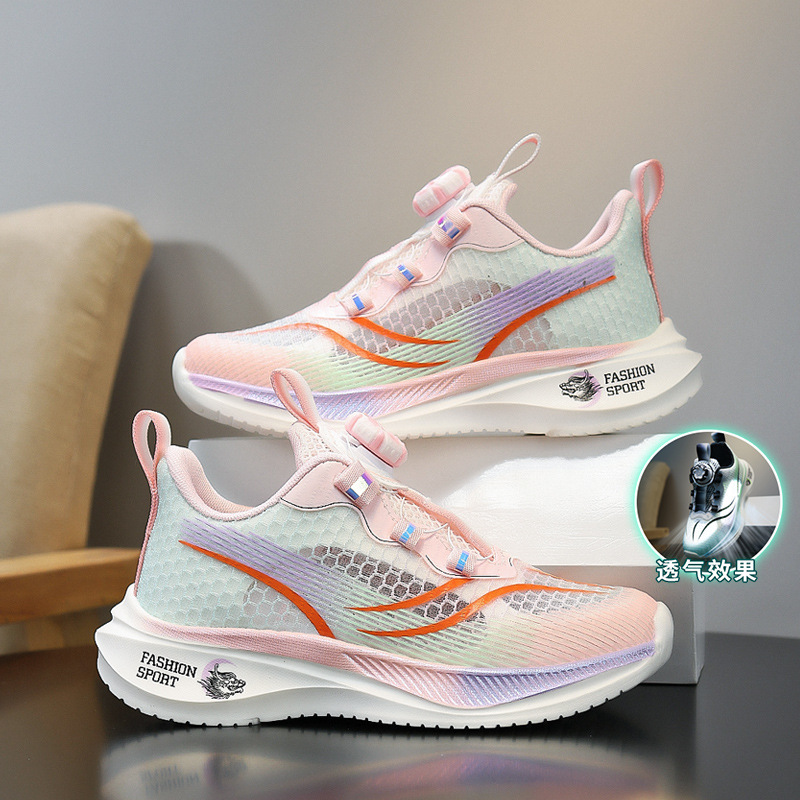 Zapatillas para correr para niños, nuevas zapatillas de deporte transpirables de una sola red de verano para niñas, zapatos deportivos antideslizantes resistentes al desgaste para niños