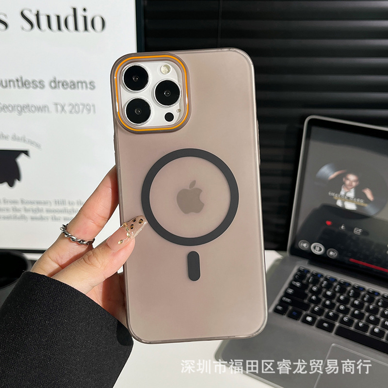 Funda para teléfono móvil iPhone16ProMax 16E estuche protector Apple 15pro esmerilado magnético 14 translúcido 13