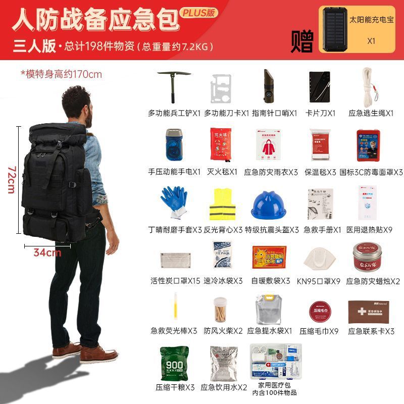2025 新しい人民防空戦闘準備緊急救助キット家族戦略的資材在庫屋外フルセット国家標準|undefined