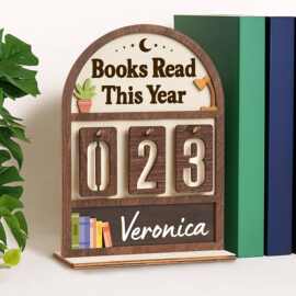跨境木制阅读计数器倒数计时器木质工艺品挂件有趣书架配件装饰品