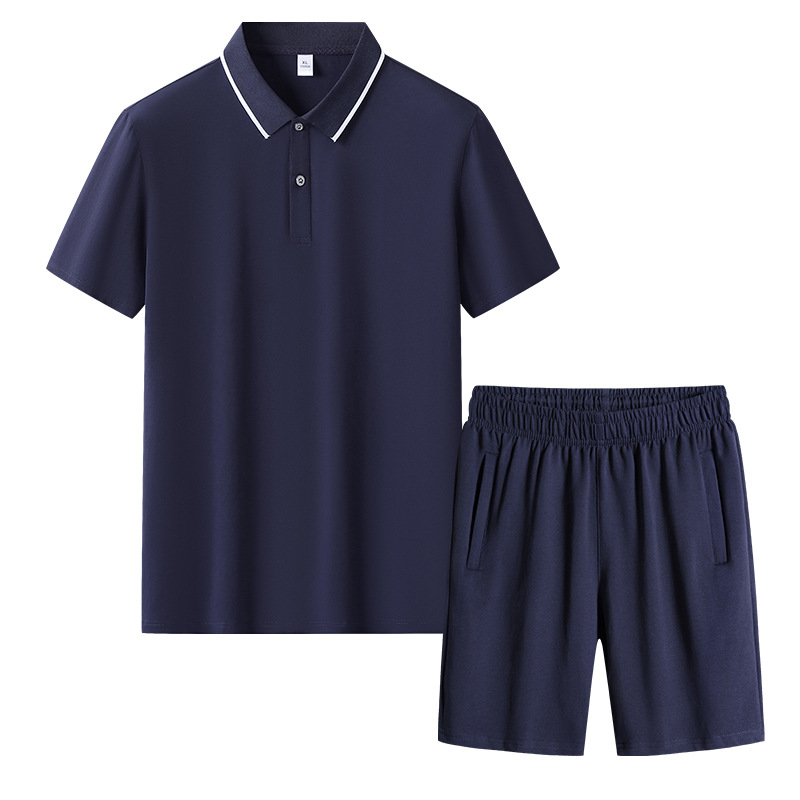 Papa de verano mangas cortas polo camiseta hombre casual de mediana edad pantalones cortos deportivos hombre sueltos abuelo dos piezas set