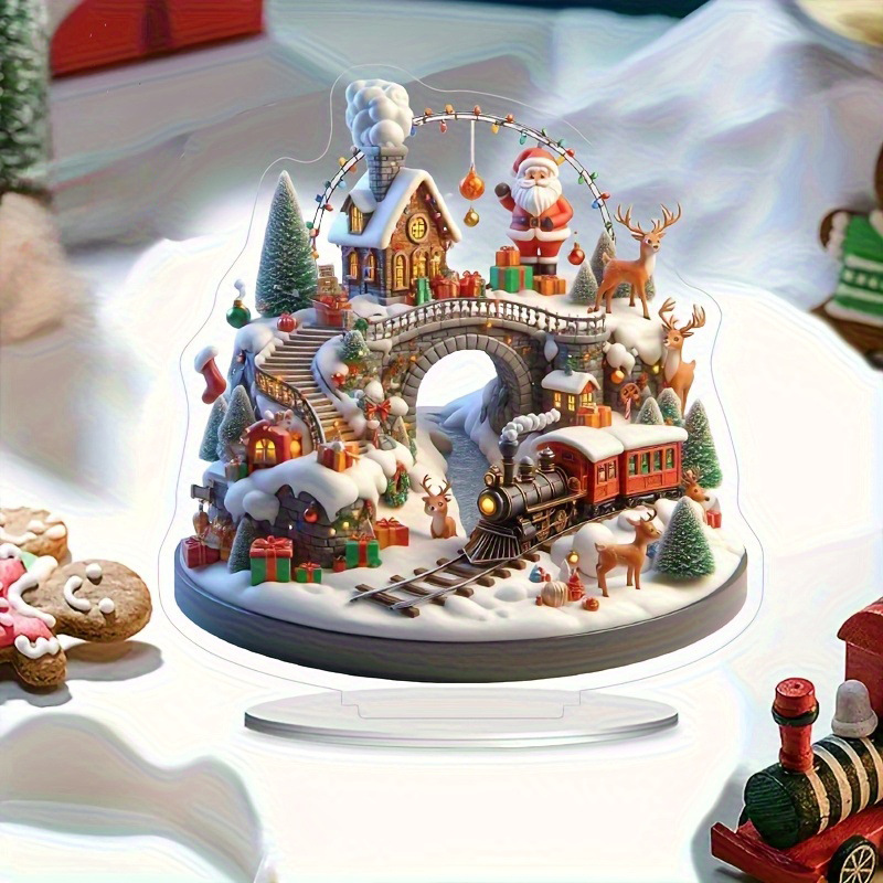 Nuevos productos transfronterizos Navidad decoración de la serie de regalos festivos para el hogar decoración de escritorio artesanía acrílica 2D decoración