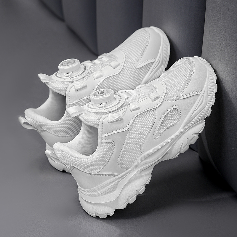 Zapatos para niños, zapatos blancos para niños, zapatos blancos para niñas, jardín de infantes, estudiantes de primaria, zapatos para correr para niños grandes, zapatos deportivos transpirables de malla