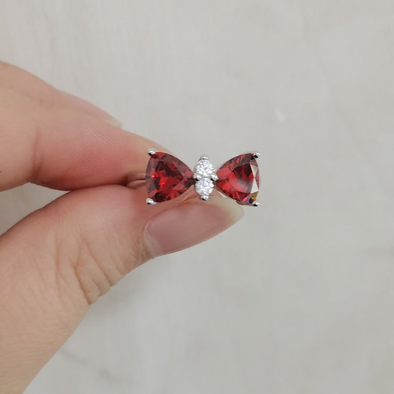 Fashion Bow Knot Copper Inlay Zircon Open Ring 1 Piece